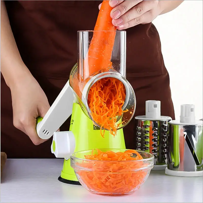 WALFOS Vegetable Slicer Manual Kitchen Grater Vegetable Chopper 3 in 1 Round Mandolin Cutter Potato Spiralizer Household Gadgets Walfos® Kitchenware