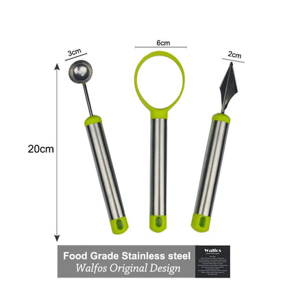 WALFOS Vegetable and Fruit Carving Tools Stainless Steel Melon Baller Fruit Carving Knife Double Side Melon Scoop Walfos® Kitchenware