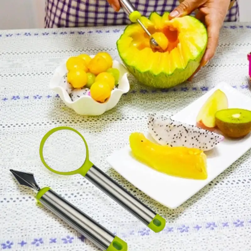 WALFOS Vegetable and Fruit Carving Tools Stainless Steel Melon Baller Fruit Carving Knife Double Side Melon Scoop Walfos® Kitchenware