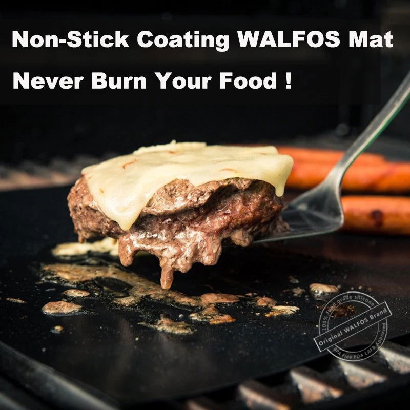 WALFOS 0.2mm Thick Ptfe Barbecue Grill Mat 33*40cm Non-Stick Reusable Baking BBQ Grill Mats Sheet Grill Foil BBQ Liner - Walfos® Kitchenware