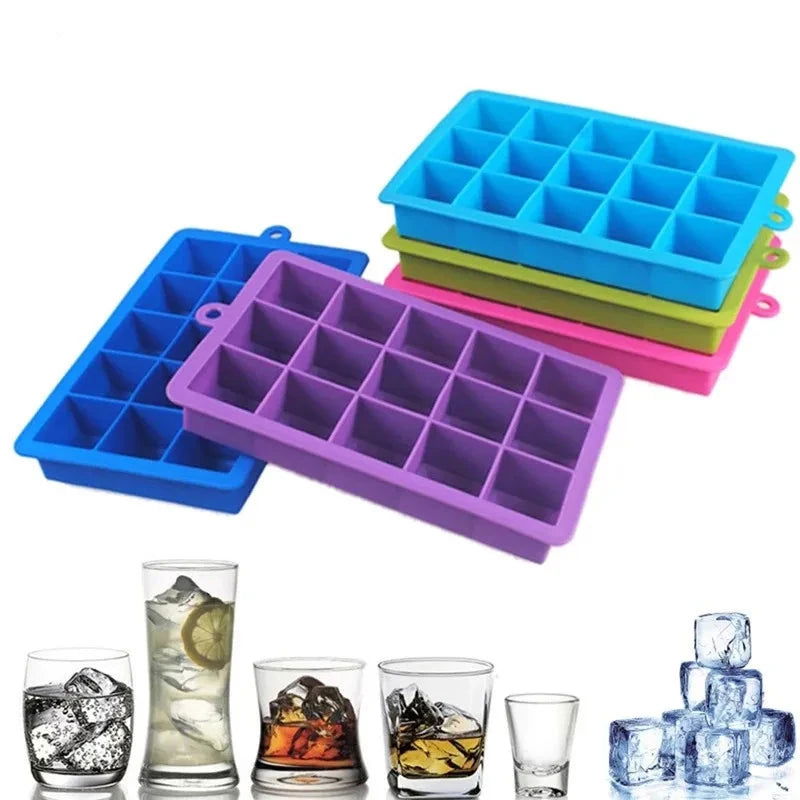 WALFOS 100% Food Grade Silicone 1 PC Novelty 15 Square Soft Silicone Ice Cube Tray Ice Maker Jelly Pudding Mould ice Mold - Walfos® Kitchenware
