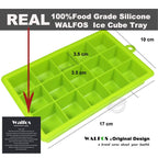 WALFOS 100% Food Grade Silicone 1 PC Novelty 15 Square Soft Silicone Ice Cube Tray Ice Maker Jelly Pudding Mould ice Mold - Walfos® Kitchenware