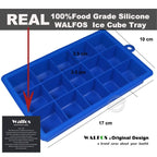 WALFOS 100% Food Grade Silicone 1 PC Novelty 15 Square Soft Silicone Ice Cube Tray Ice Maker Jelly Pudding Mould ice Mold - Walfos® Kitchenware