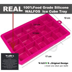 WALFOS 100% Food Grade Silicone 1 PC Novelty 15 Square Soft Silicone Ice Cube Tray Ice Maker Jelly Pudding Mould ice Mold - Walfos® Kitchenware