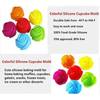 WALFOS 10 Pieces Rose Flower Silicone Small Loaf Pan Silicone Muffin Baking Cups Cupcake Mold Pudding Jelly Mold - Walfos® Kitchenware