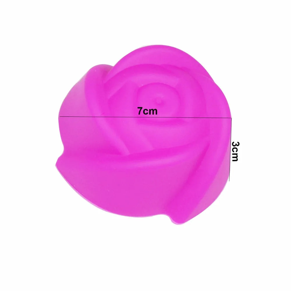 WALFOS 10 Pieces Rose Flower Silicone Small Loaf Pan Silicone Muffin Baking Cups Cupcake Mold Pudding Jelly Mold - Walfos® Kitchenware