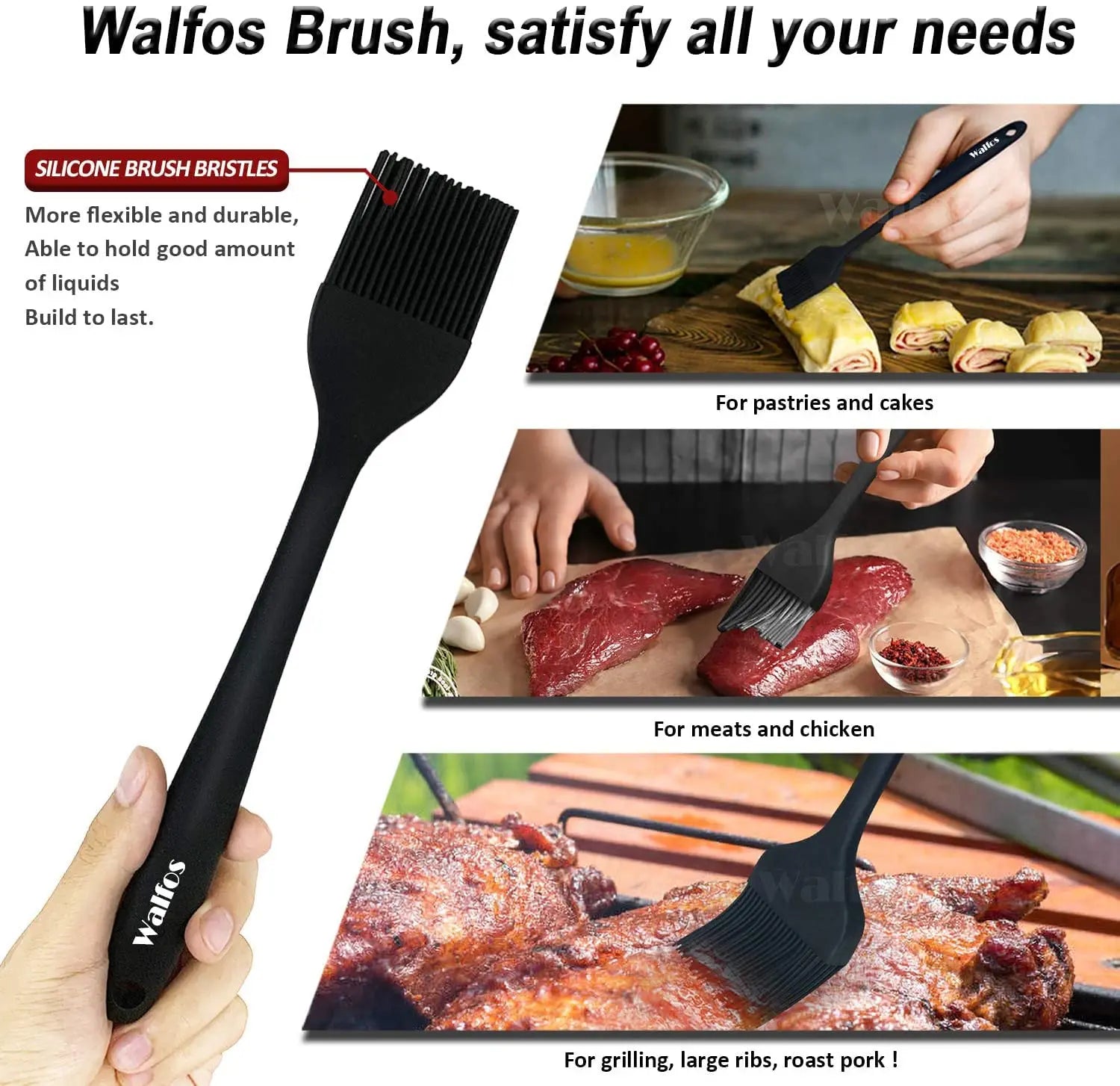 WALFOS 1PCS Silicone BBQ Oil Brush Basting Brush Cake Bread Butter Baking Brushes Kitchen Cooking Barbecue Accessories BBQ Tools - Walfos® Kitchenware
