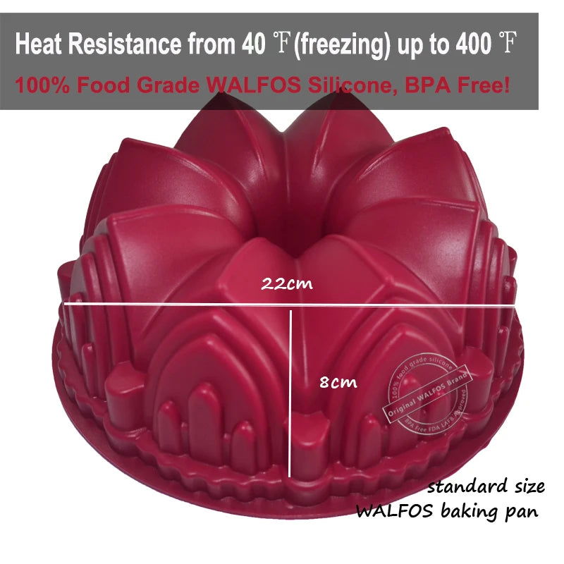 WALFOS 1PC Big Crown Castle Silicone Cake Mold 3D Birthday Cake Pan Decorating Tools Large Bread Fondant DIY Baking Pastry Tool - Walfos® Kitchenware