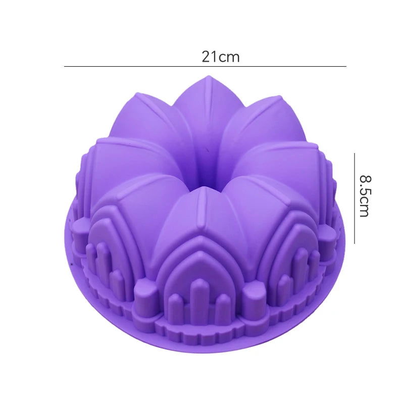 WALFOS 1PC Big Crown Castle Silicone Cake Mold 3D Birthday Cake Pan Decorating Tools Large Bread Fondant DIY Baking Pastry Tool - Walfos® Kitchenware