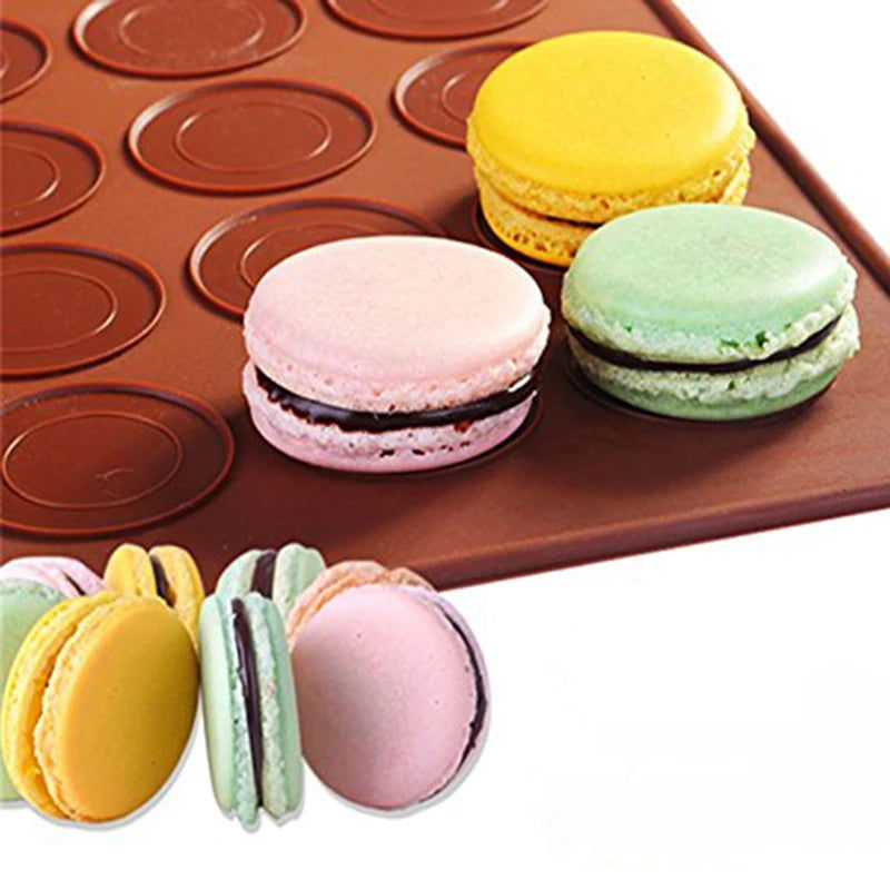WALFOS 1 PC 30 Holes Macarons Mat Round Shape Silicone Gel Pad Macarons Mat Fit To Oven Microwave Refrigerator Macaron Mat - Walfos® Kitchenware
