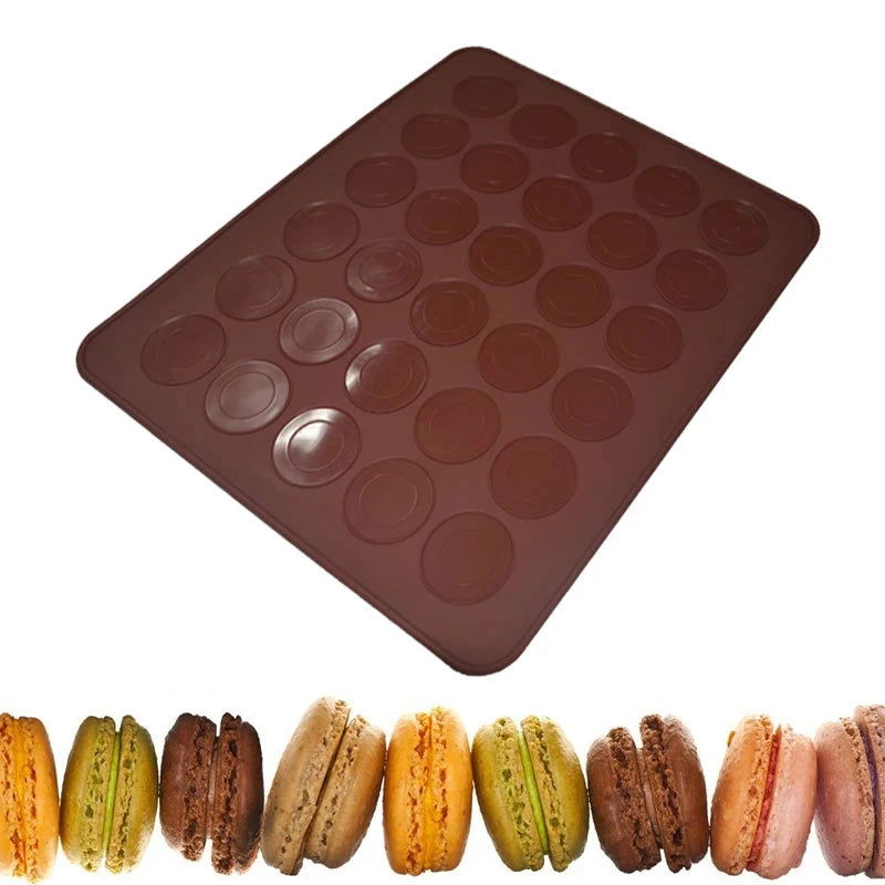WALFOS 1 PC 30 Holes Macarons Mat Round Shape Silicone Gel Pad Macarons Mat Fit To Oven Microwave Refrigerator Macaron Mat - Walfos® Kitchenware