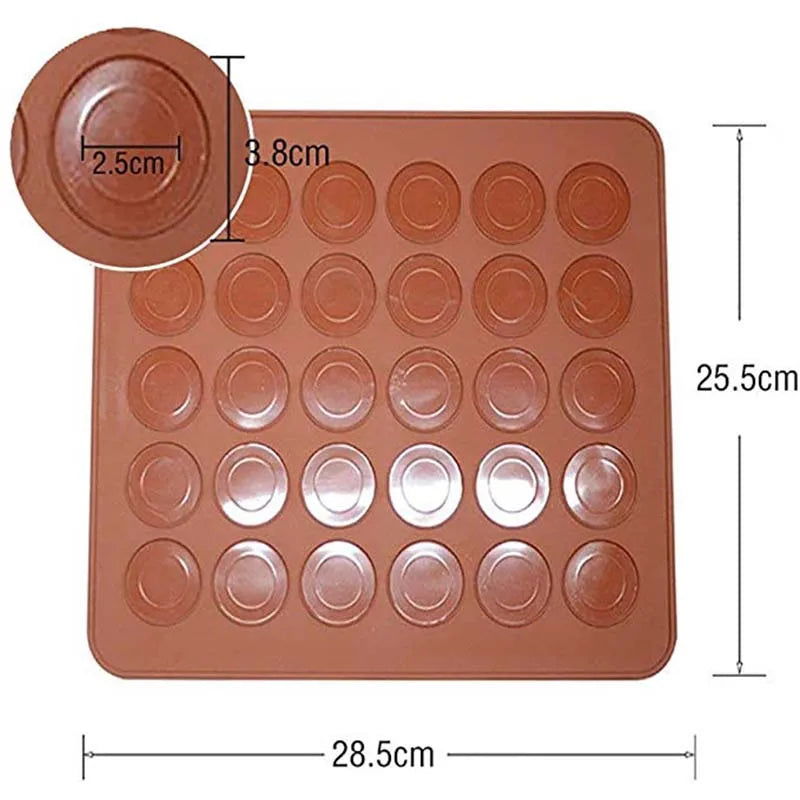 WALFOS 1 PC 30 Holes Macarons Mat Round Shape Silicone Gel Pad Macarons Mat Fit To Oven Microwave Refrigerator Macaron Mat - Walfos® Kitchenware