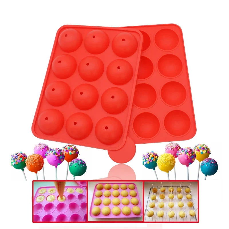 WALFOS 1 Pc Eco-Friendly Silicone Cake Pop Mold Cupcake Lollipop Mold Sticks Baking Tray Stick Tool Cake Mold Pan - Walfos® Kitchenware