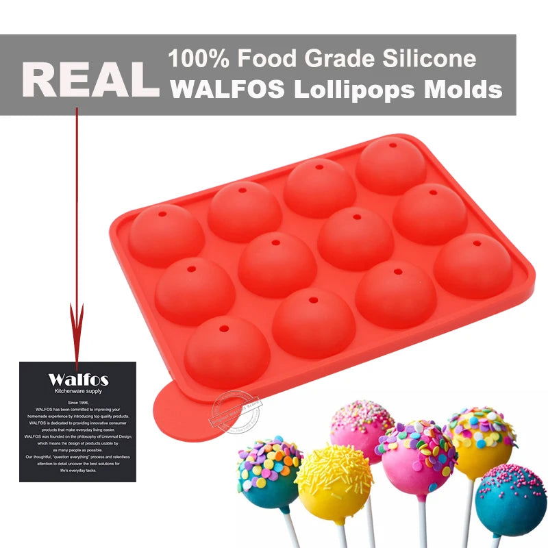 WALFOS 1 Pc Eco-Friendly Silicone Cake Pop Mold Cupcake Lollipop Mold Sticks Baking Tray Stick Tool Cake Mold Pan - Walfos® Kitchenware