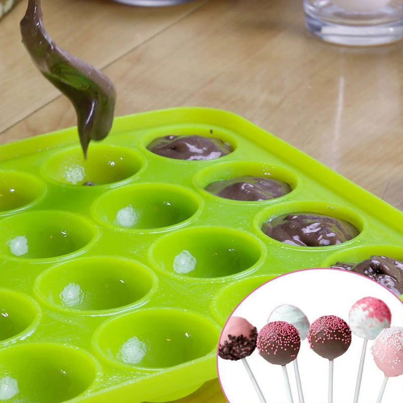 WALFOS 1 Pc Eco-Friendly Silicone Cake Pop Mold Cupcake Lollipop Mold Sticks Baking Tray Stick Tool Cake Mold Pan - Walfos® Kitchenware