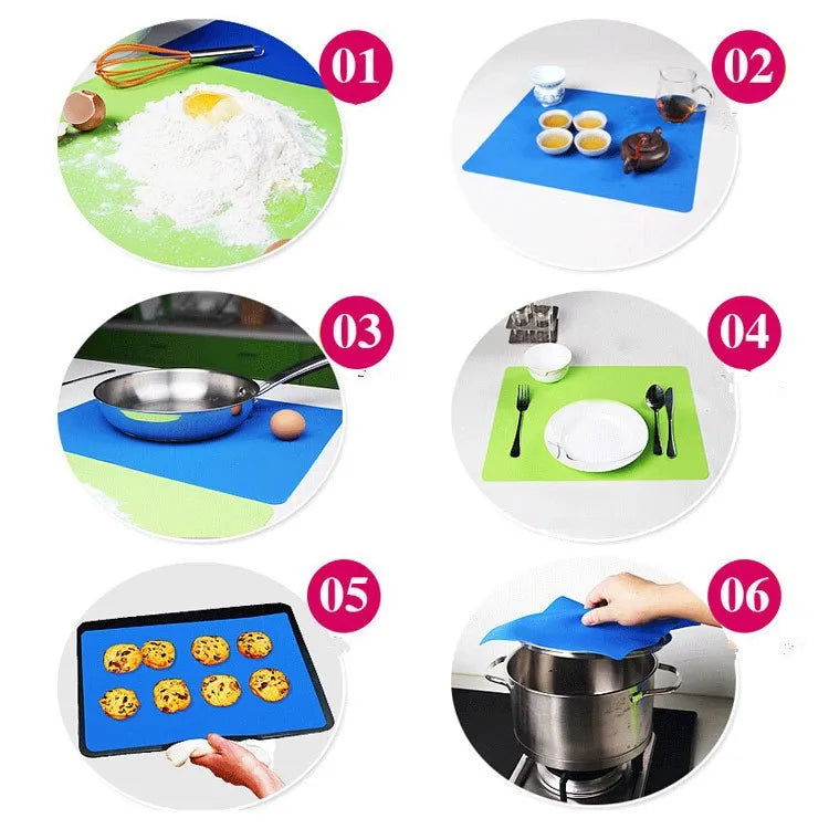 WALFOS 1 Piece Food Grade Baking Mat Heat Resistance Table Placemat Pad Silicone Oven Mat Heat Insulation Pad Bakeware Table Mat - Walfos® Kitchenware