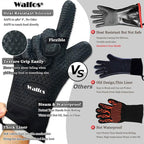 WALFOS 1 Piece Long Silicone Kitchen Gloves-BBQ Grill Gloves Heat Resistant Cooking Gloves For Grilling Microwave Oven Mitts Gloves - Walfos® Kitchenware