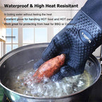 WALFOS 1 Piece Long Silicone Kitchen Gloves-BBQ Grill Gloves Heat Resistant Cooking Gloves For Grilling Microwave Oven Mitts Gloves - Walfos® Kitchenware