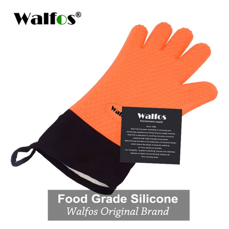 WALFOS 1 Piece Long Silicone Kitchen Gloves-BBQ Grill Gloves Heat Resistant Cooking Gloves For Grilling Microwave Oven Mitts Gloves - Walfos® Kitchenware