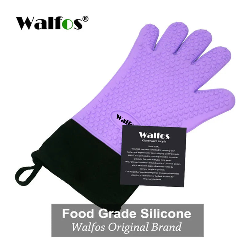 WALFOS 1 Piece Long Silicone Kitchen Gloves-BBQ Grill Gloves Heat Resistant Cooking Gloves For Grilling Microwave Oven Mitts Gloves - Walfos® Kitchenware