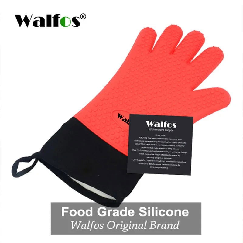 WALFOS 1 Piece Long Silicone Kitchen Gloves-BBQ Grill Gloves Heat Resistant Cooking Gloves For Grilling Microwave Oven Mitts Gloves - Walfos® Kitchenware