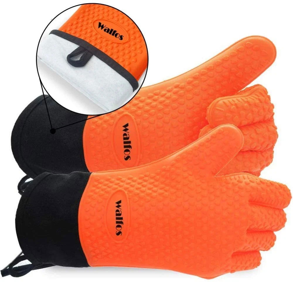 WALFOS 1 Piece Long Silicone Kitchen Gloves-BBQ Grill Gloves Heat Resistant Cooking Gloves For Grilling Microwave Oven Mitts Gloves - Walfos® Kitchenware