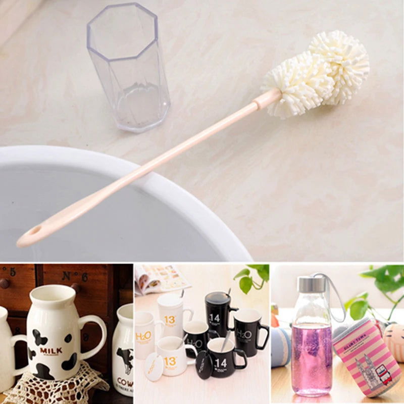 WALFOS 1 Piece Sponge Convenient Bottle Cleaning Brushes Glass Bottle Cups Long Handle Brush Kitchen Cup Brush - Walfos® Kitchenware
