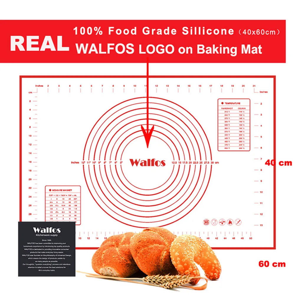 WALFOS 1 Pieces Non Stick Rolling Dough Mat Silicone Baking Mats And Liners Oven Silicone Pastry Mat Bakeware Accessories - Walfos® Kitchenware
