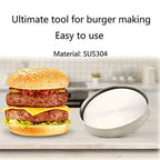 WALFOS 1 pc 9.5cm Round Shape Hamburger Press Stainless Steel Pork Beef Meat Pie Burger Making Mold Kitchen Tools - Walfos® Kitchenware