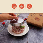 WALFOS 1 pc 9.5cm Round Shape Hamburger Press Stainless Steel Pork Beef Meat Pie Burger Making Mold Kitchen Tools - Walfos® Kitchenware