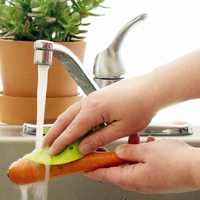 WALFOS 1 pc Vegetable Cleaning Brush Cute Shape Random Color Silicone Fruits Easy Cleaning Brush Potato Carrot Ginger Cleaning - Walfos® Kitchenware
