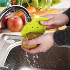 WALFOS 1 pc Vegetable Cleaning Brush Cute Shape Random Color Silicone Fruits Easy Cleaning Brush Potato Carrot Ginger Cleaning - Walfos® Kitchenware