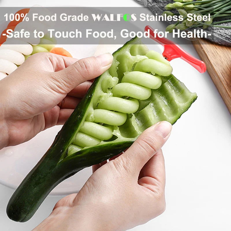 WALFOS 1pc Manual Spiral Screw Slicer Plastic PP + Steel Wire Potato Carrot Cucumber Vegetables Spiral Knife Carving Tool - Walfos® Kitchenware