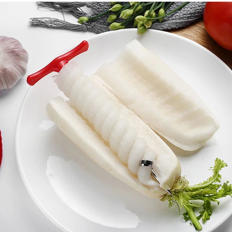 WALFOS 1pc Manual Spiral Screw Slicer Plastic PP + Steel Wire Potato Carrot Cucumber Vegetables Spiral Knife Carving Tool - Walfos® Kitchenware
