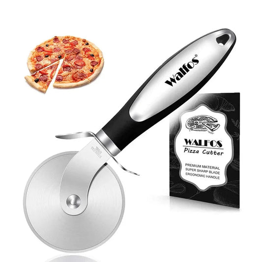 WALFOS 1pcs/2pcs Stainless Steel Pizza Cutter Professional Pizza Cutter Wheel with Anti-Slip Handle for Pizza Waffles Cookies - Walfos® Kitchenware