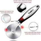WALFOS 1pcs/2pcs Stainless Steel Pizza Cutter Professional Pizza Cutter Wheel with Anti-Slip Handle for Pizza Waffles Cookies - Walfos® Kitchenware
