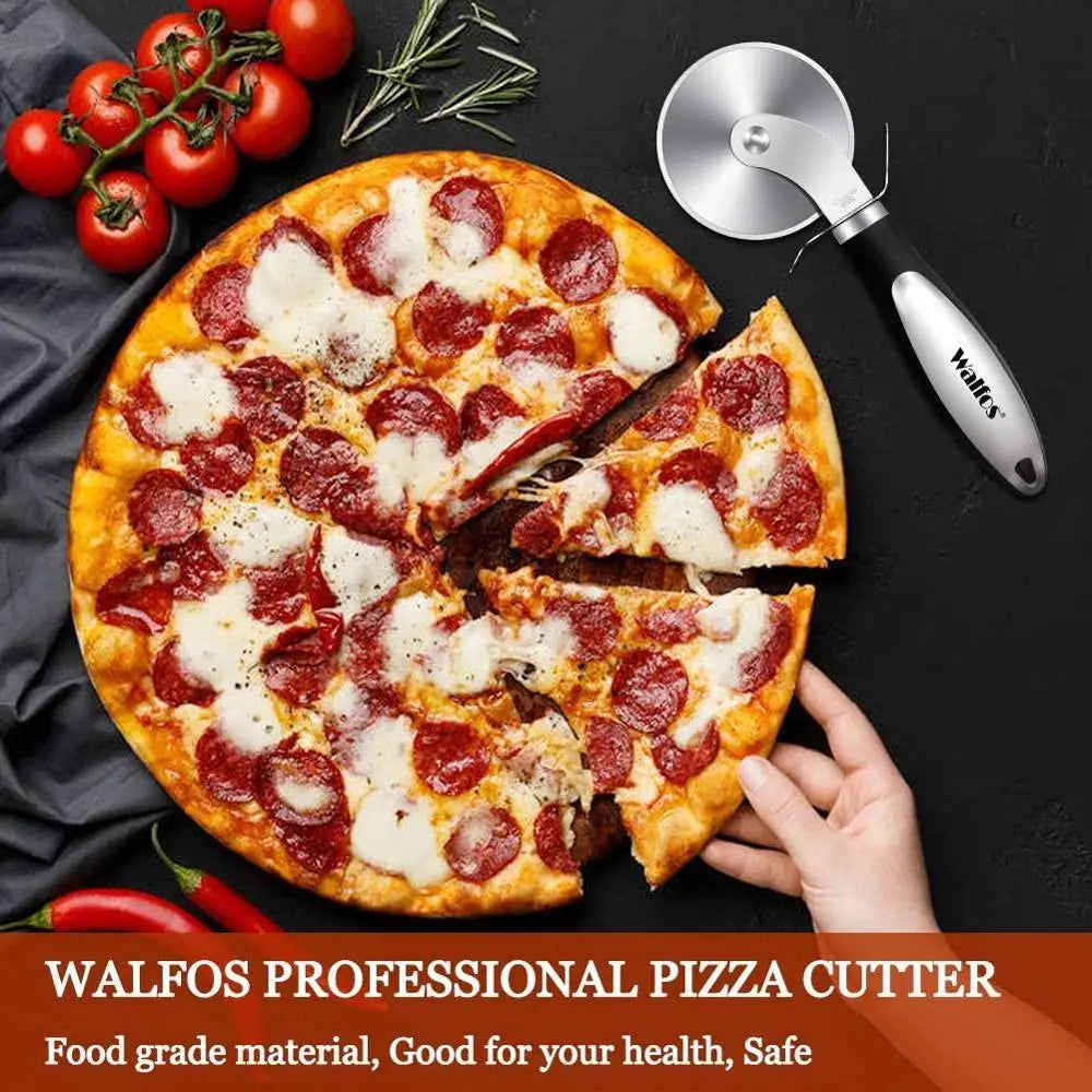WALFOS 1pcs/2pcs Stainless Steel Pizza Cutter Professional Pizza Cutter Wheel with Anti-Slip Handle for Pizza Waffles Cookies - Walfos® Kitchenware
