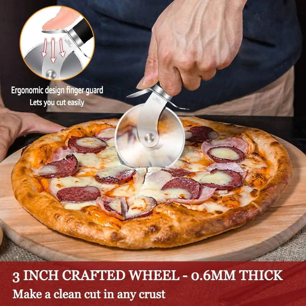 WALFOS 1pcs/2pcs Stainless Steel Pizza Cutter Professional Pizza Cutter Wheel with Anti-Slip Handle for Pizza Waffles Cookies - Walfos® Kitchenware