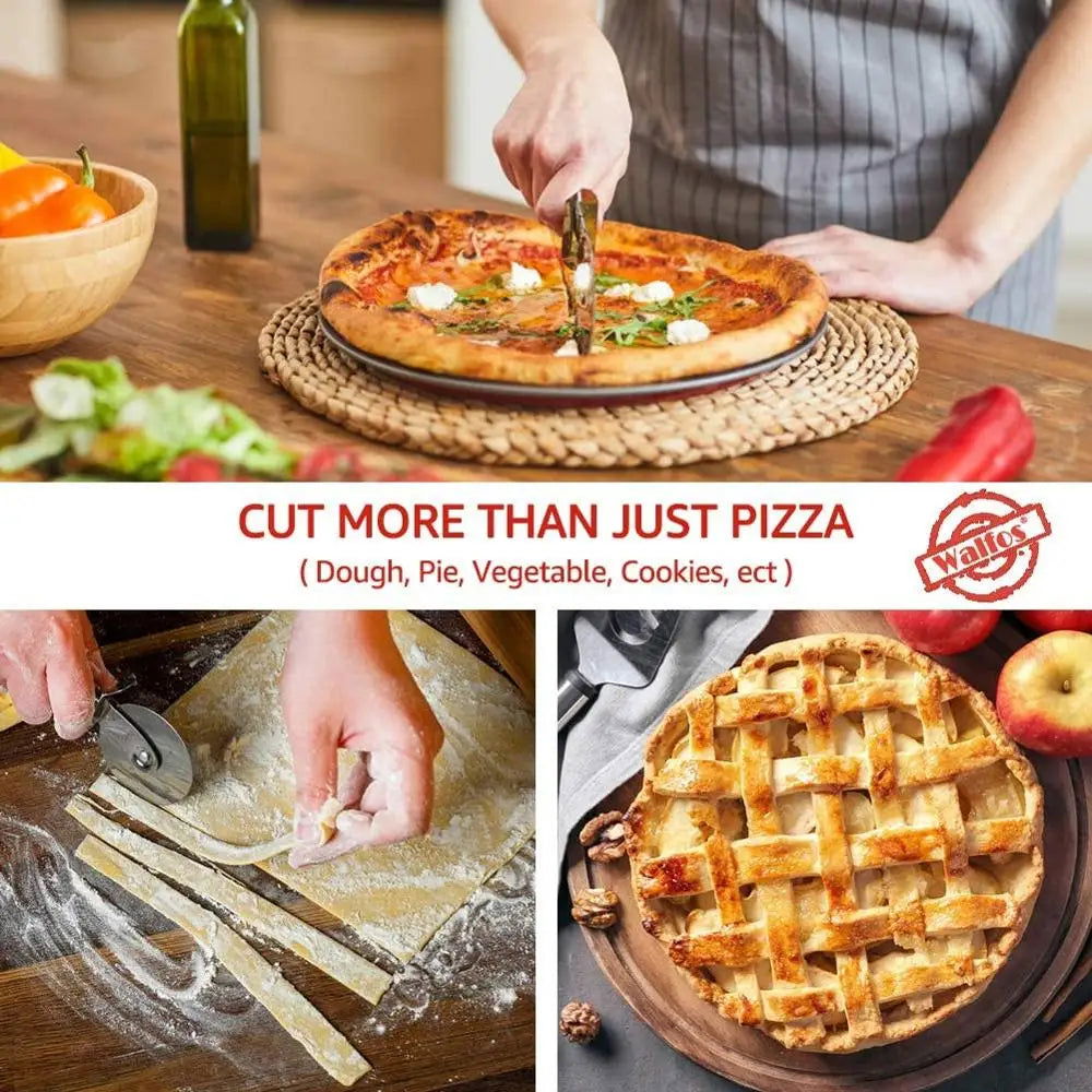 WALFOS 1pcs/2pcs Stainless Steel Pizza Cutter Professional Pizza Cutter Wheel with Anti-Slip Handle for Pizza Waffles Cookies - Walfos® Kitchenware