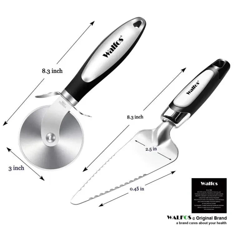 WALFOS 1pcs/2pcs Stainless Steel Pizza Cutter Professional Pizza Cutter Wheel with Anti-Slip Handle for Pizza Waffles Cookies - Walfos® Kitchenware