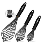 WALFOS 1pcs/3set Multifunctional Rotating Manual Whisk Mixer Mini Plastic Kitchen Whisk Baking Tool Silicone Whisk - Walfos® Kitchenware