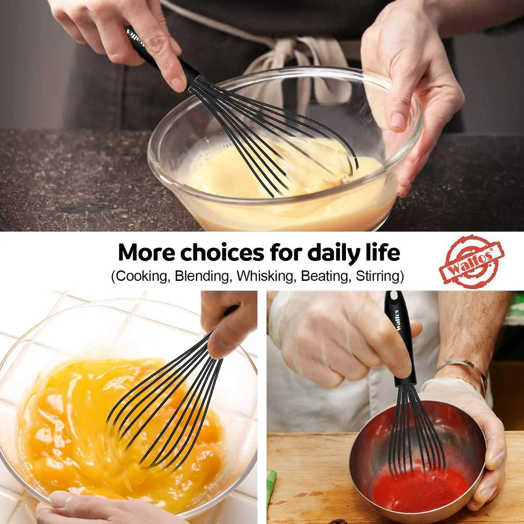 WALFOS 1pcs/3set Multifunctional Rotating Manual Whisk Mixer Mini Plastic Kitchen Whisk Baking Tool Silicone Whisk - Walfos® Kitchenware