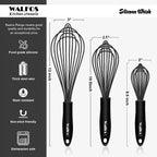 WALFOS 1pcs/3set Multifunctional Rotating Manual Whisk Mixer Mini Plastic Kitchen Whisk Baking Tool Silicone Whisk - Walfos® Kitchenware