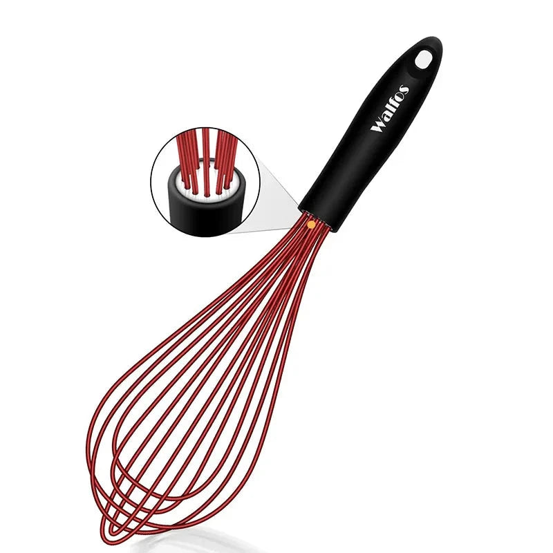 WALFOS 1pcs/3set Multifunctional Rotating Manual Whisk Mixer Mini Plastic Kitchen Whisk Baking Tool Silicone Whisk - Walfos® Kitchenware
