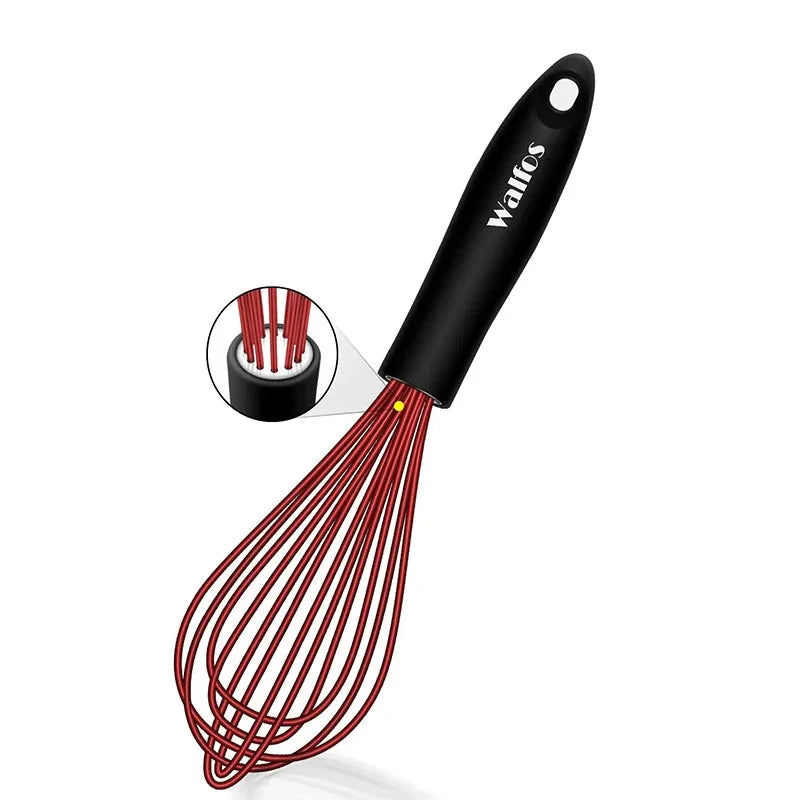 WALFOS 1pcs/3set Multifunctional Rotating Manual Whisk Mixer Mini Plastic Kitchen Whisk Baking Tool Silicone Whisk - Walfos® Kitchenware