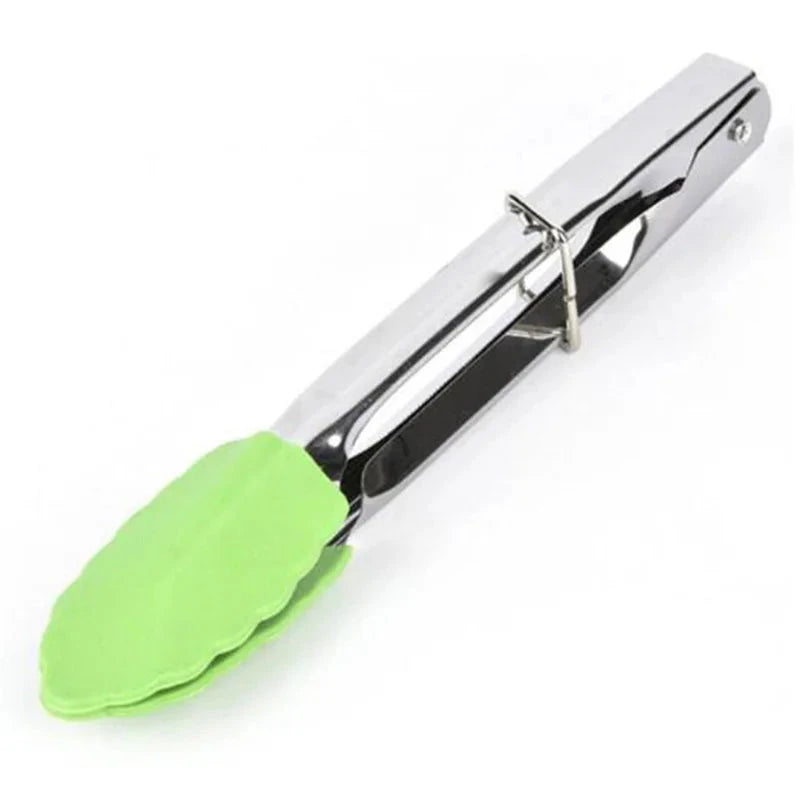 WALFOS 1pcs 7 Inch BBQ Nylon Tongs Tips Kitchen Mini Tong Heat Resistant Nylon Cooking Tongs Steel Food Tongs Kitchen Accessorie - Walfos® Kitchenware