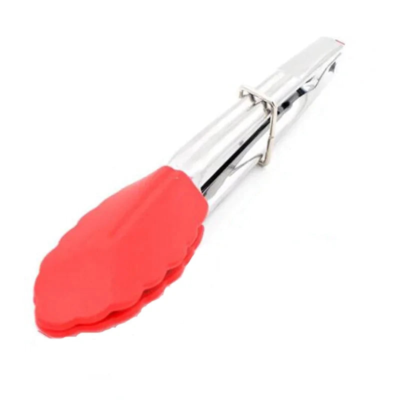 WALFOS 1pcs 7 Inch BBQ Nylon Tongs Tips Kitchen Mini Tong Heat Resistant Nylon Cooking Tongs Steel Food Tongs Kitchen Accessorie - Walfos® Kitchenware