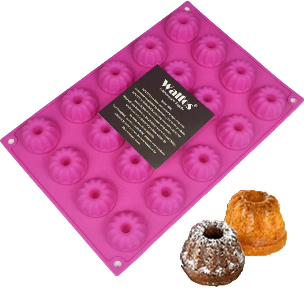 WALFOS 20-Cavity Germany Mini Fancy Bundt Savarin Cake Pan Silicone Mold Pudding Chocolate Bakeware Chiffon Mould - Walfos® Kitchenware
