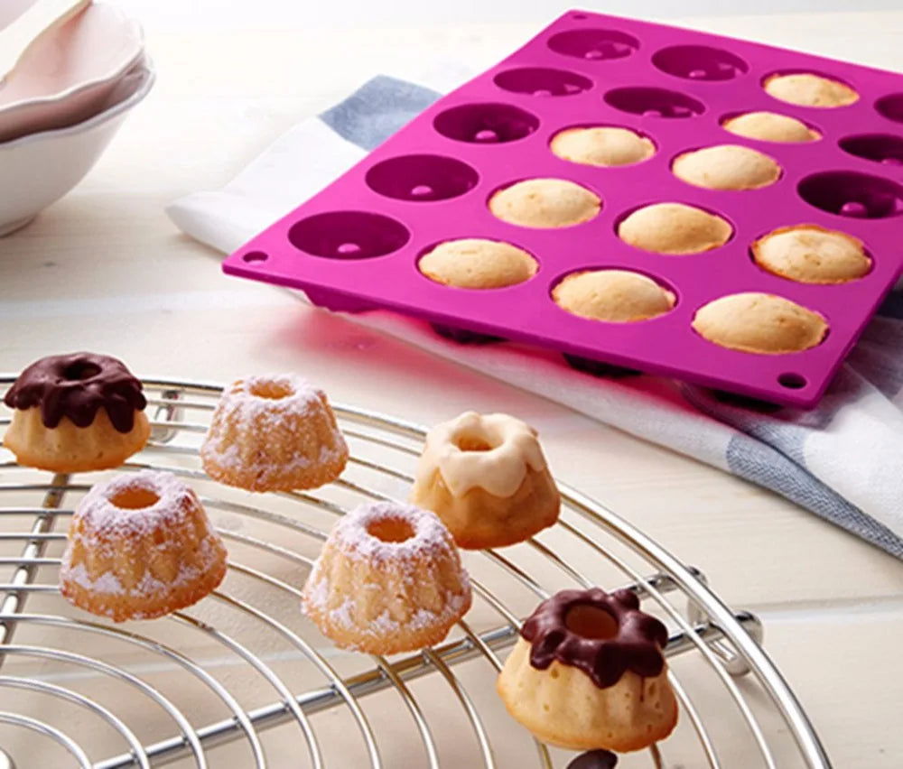 WALFOS 20-Cavity Germany Mini Fancy Bundt Savarin Cake Pan Silicone Mold Pudding Chocolate Bakeware Chiffon Mould - Walfos® Kitchenware