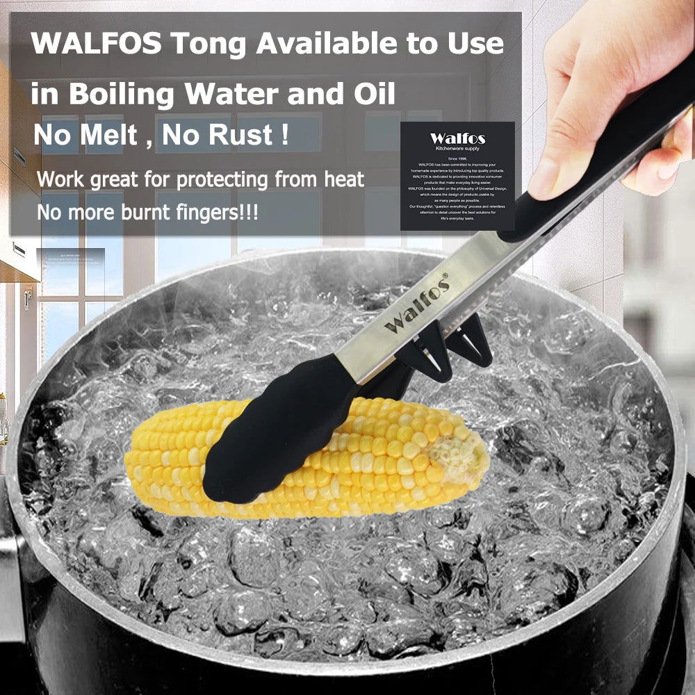 WALFOS  22 CM And 30CM Food Grade 100% Silicone Food Tong Kitchen Tongs Utensil Cooking Tong Clip Clamp Salad Serving BBQ Tools - Walfos® Kitchenware